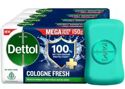 Grocery Dettol Cologne Fresh Bathing Soap Bar with 100% better odour protection (4x150g)